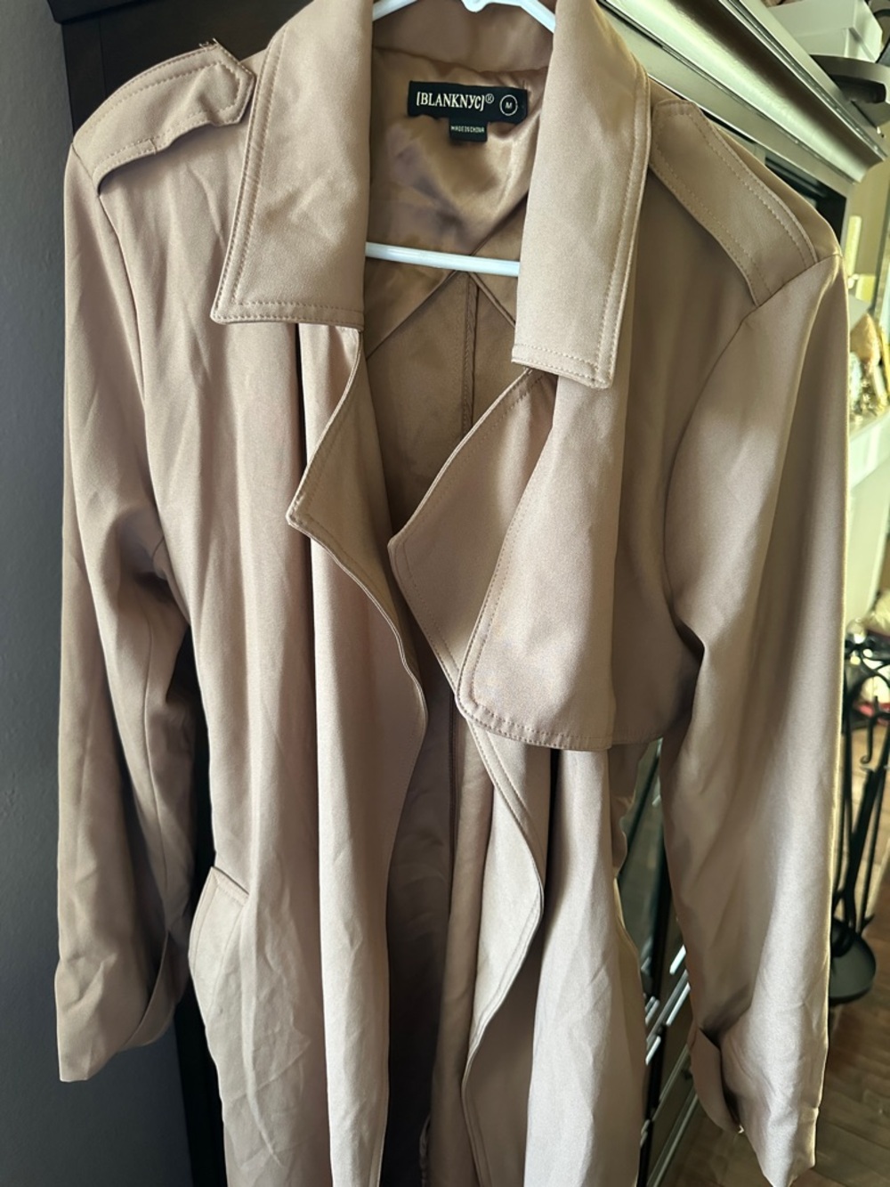 Blank NYC Soft Taupe Draped Trench Coat